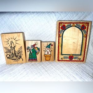 4 Christmas Stamps for crafts/card making-Great & Clean condit-inc.cards&envelop